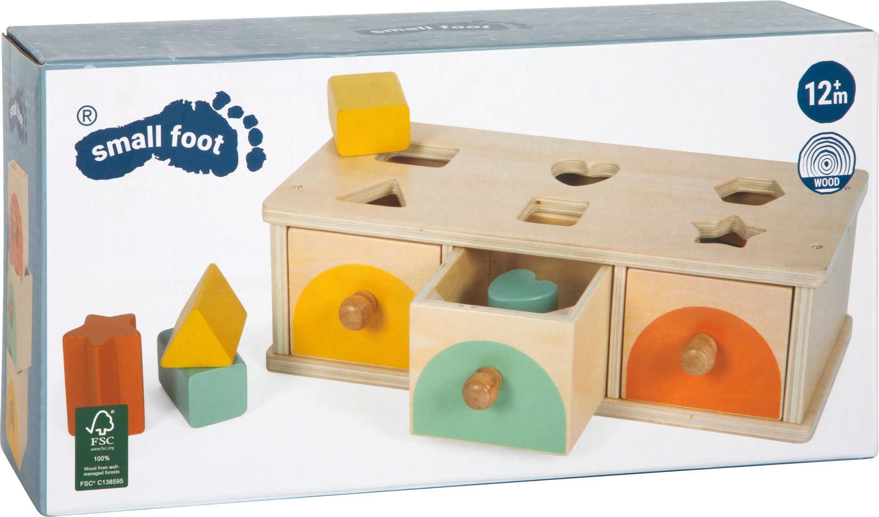 smallfoot Montessori 12746 scatola incastri legno 3 cassetti