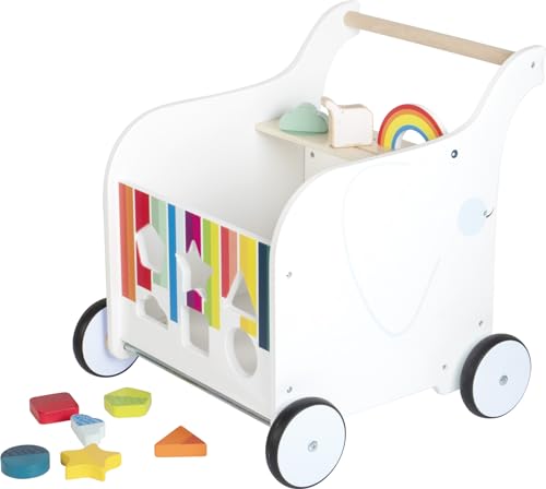 smallfoot 12535 Carrello Primi Passi Elefante in Legno con Freno