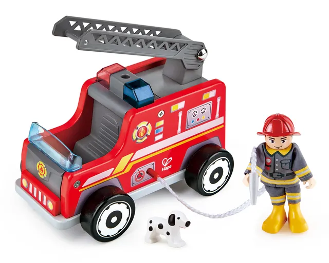 Hape Set Vigile del Fuoco camion pompieri con cagnolino