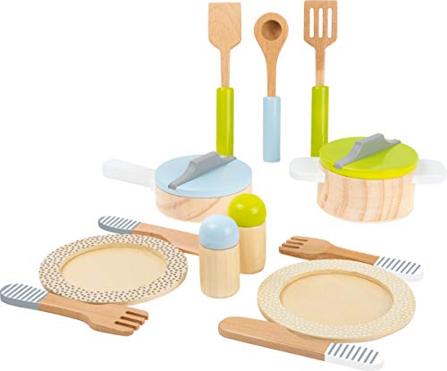Small Foot 11098 Set Pentole Legno Bambini 15 Pezzi Cucina