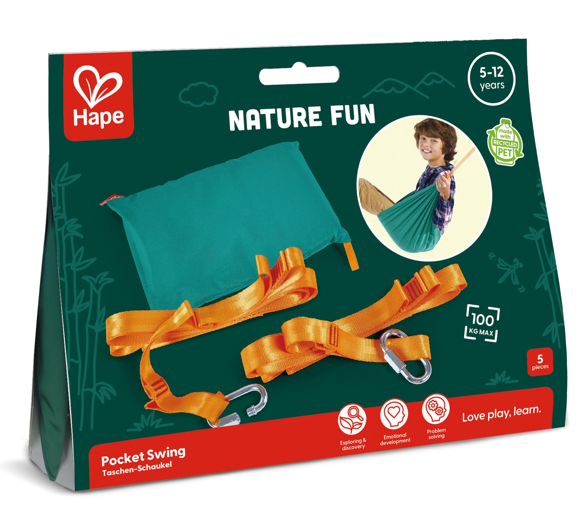 Hape Nature Fun Amaca tascabile amaca PET fino 110 kg