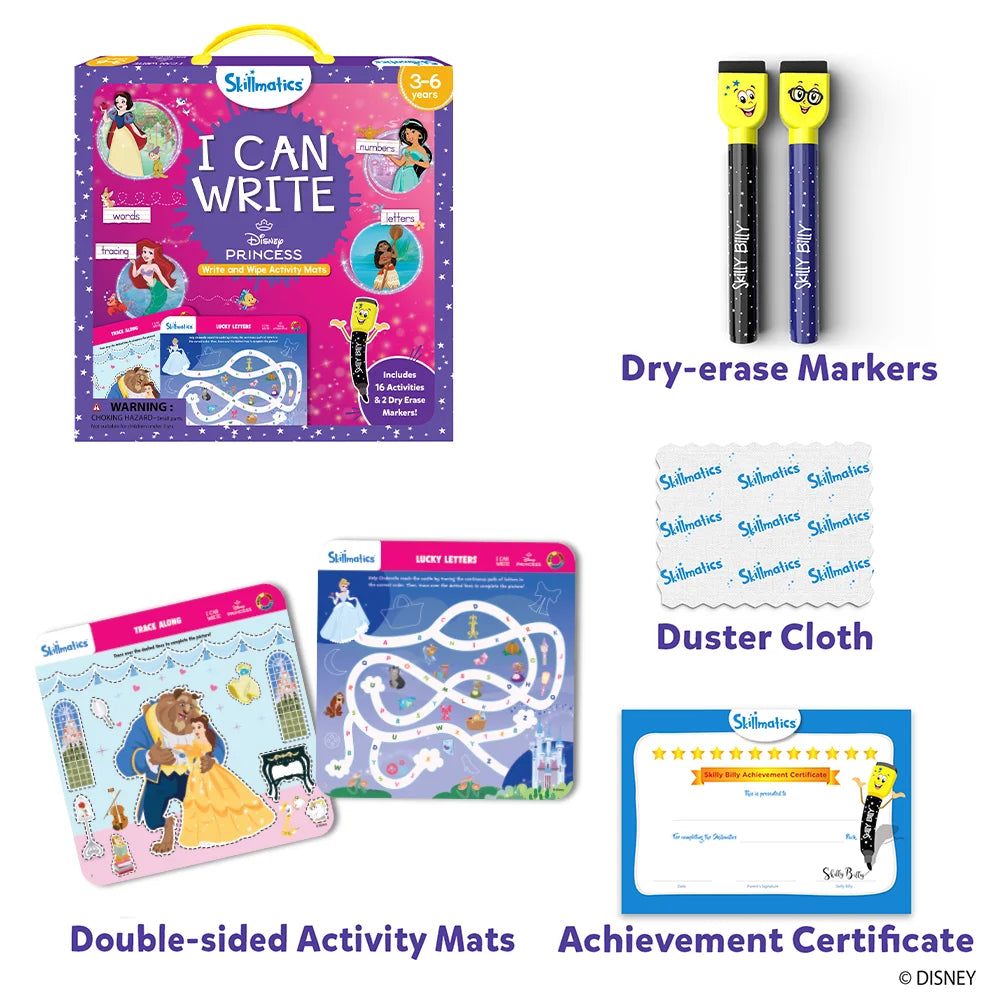 Skillmatics I Can Write Disney Princess schede cancellabili 3-6 anni