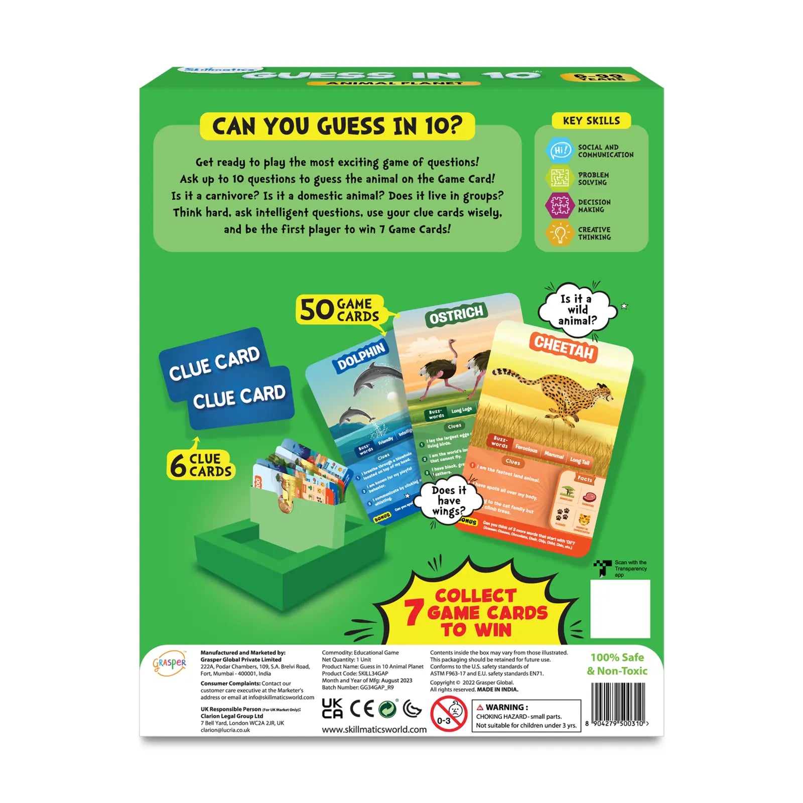 Skillmatics Guess in 10 Animal Planet gioco carte animali