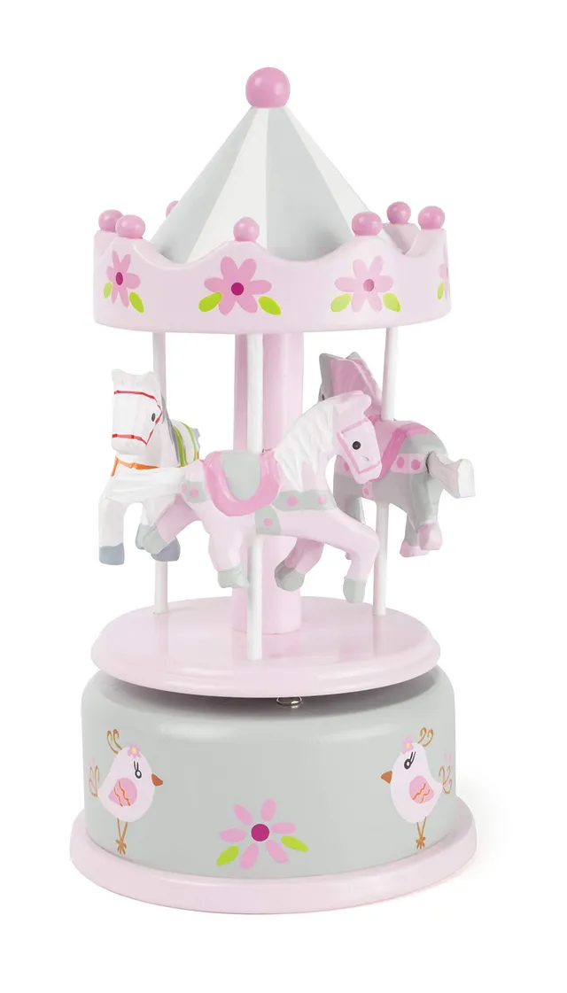 smallfoot Fiore carillon giostra cavalli legno rosa
