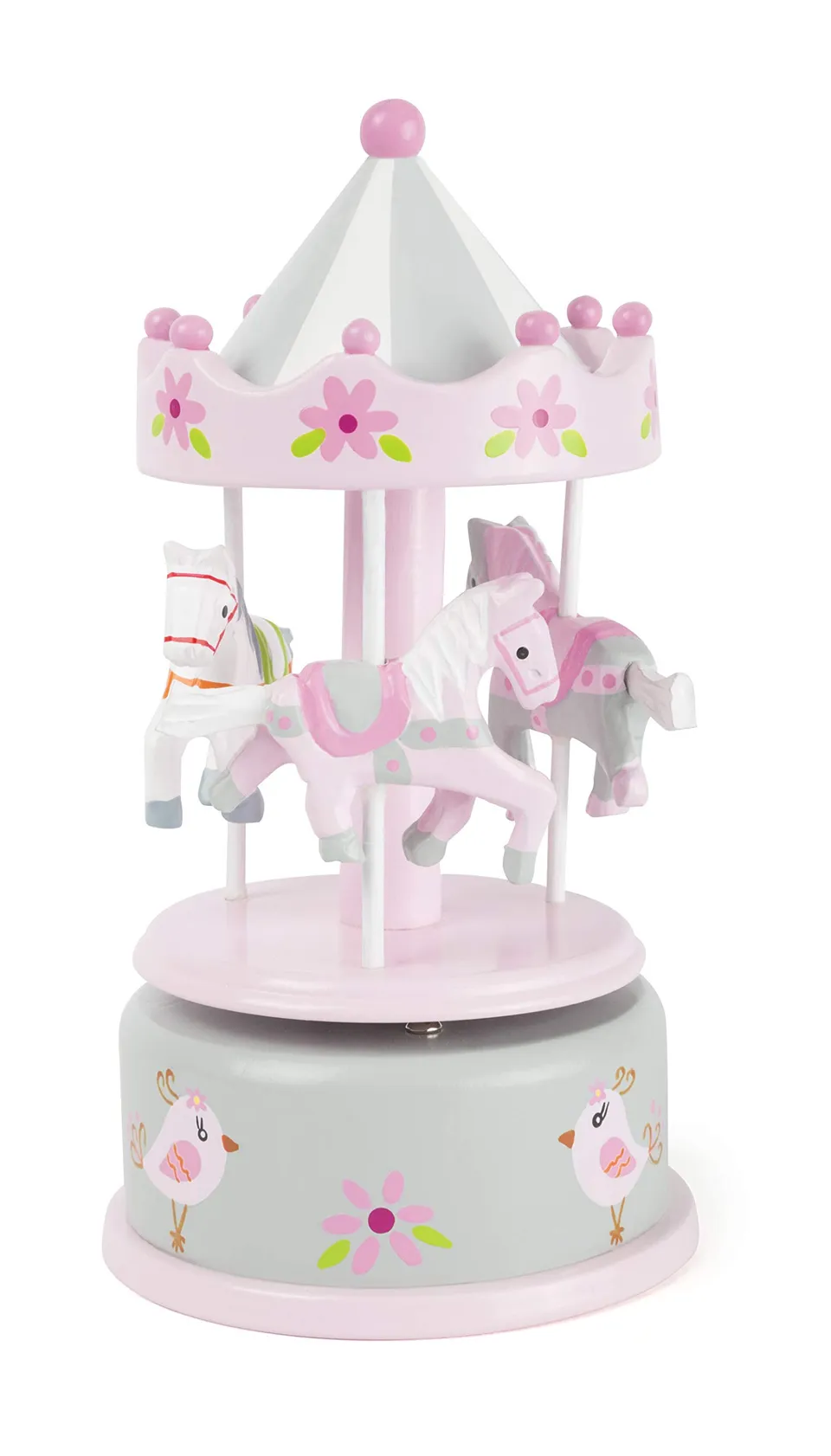 smallfoot Fiore carillon giostra cavalli legno rosa