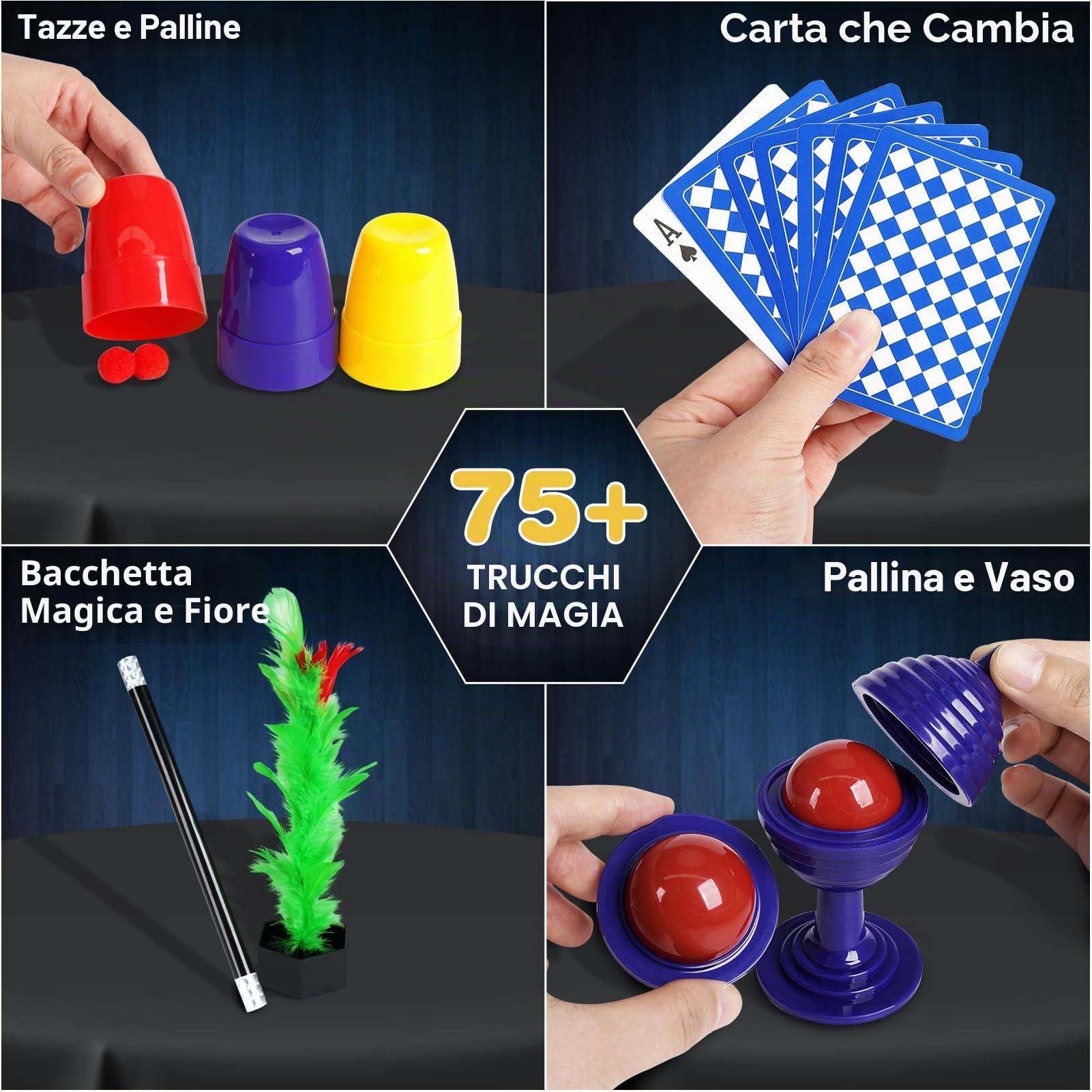 DINORUN set magia bambini cappello e bacchetta 24 pezzi