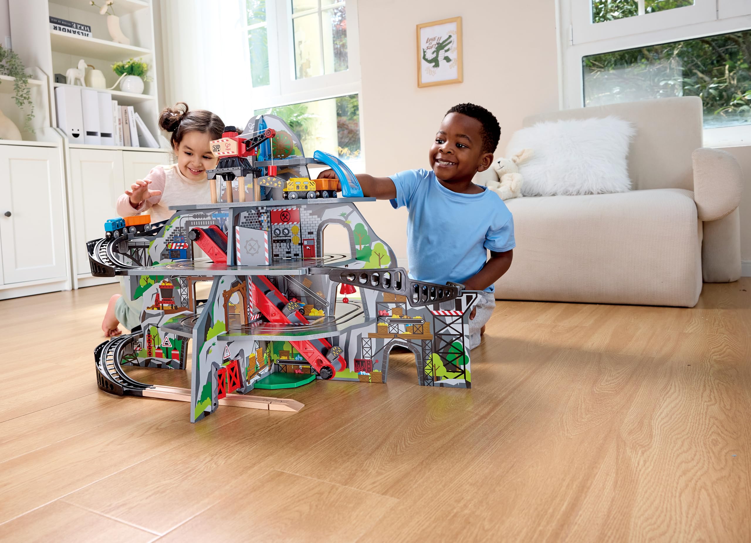 Hape Mega Miniera Montana pista trenino legno 32 pezzi