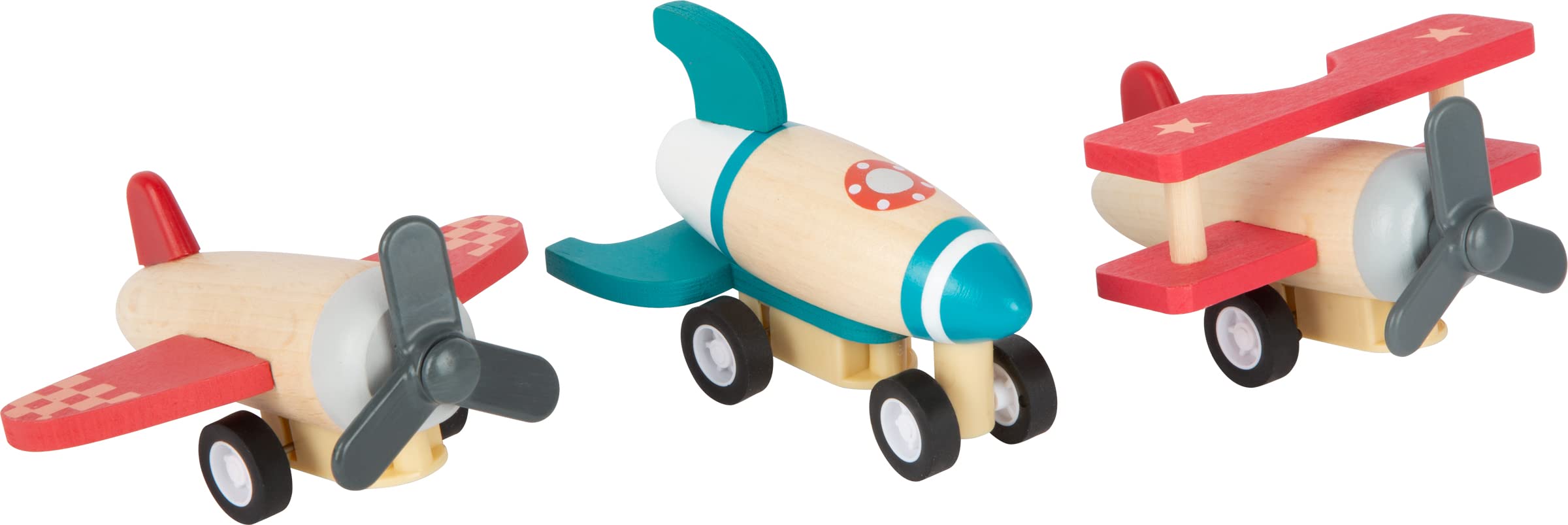 smallfoot 11884 set aerei e missile legno a carica 3 pezzi