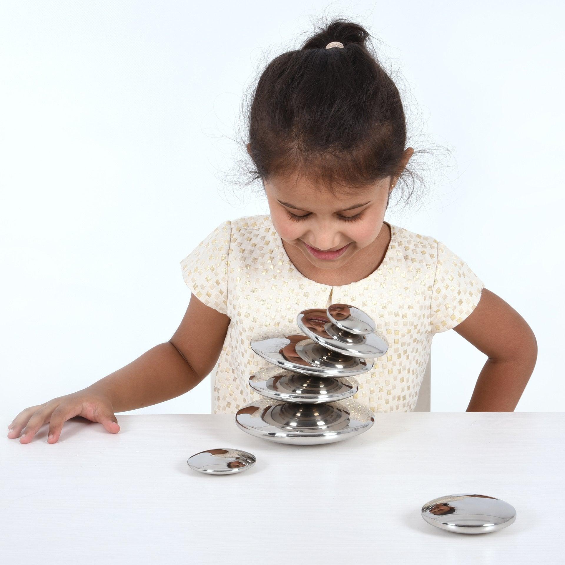 Tickit Sensory Steel Silver Buttons bottoni 7 pezzi specchio