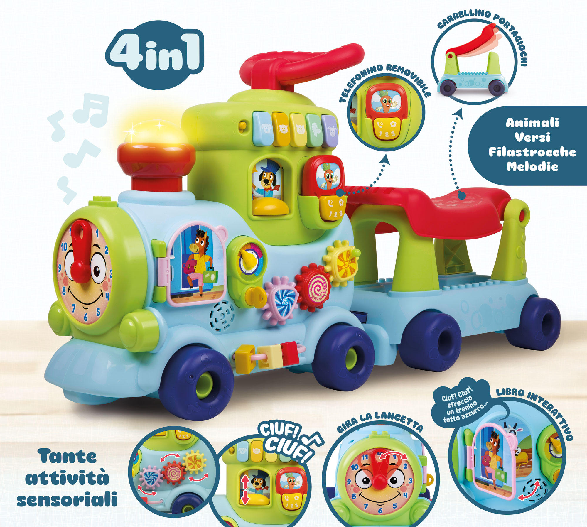 Lisciani Carotina Baby Trenino cavalcabile elettronico