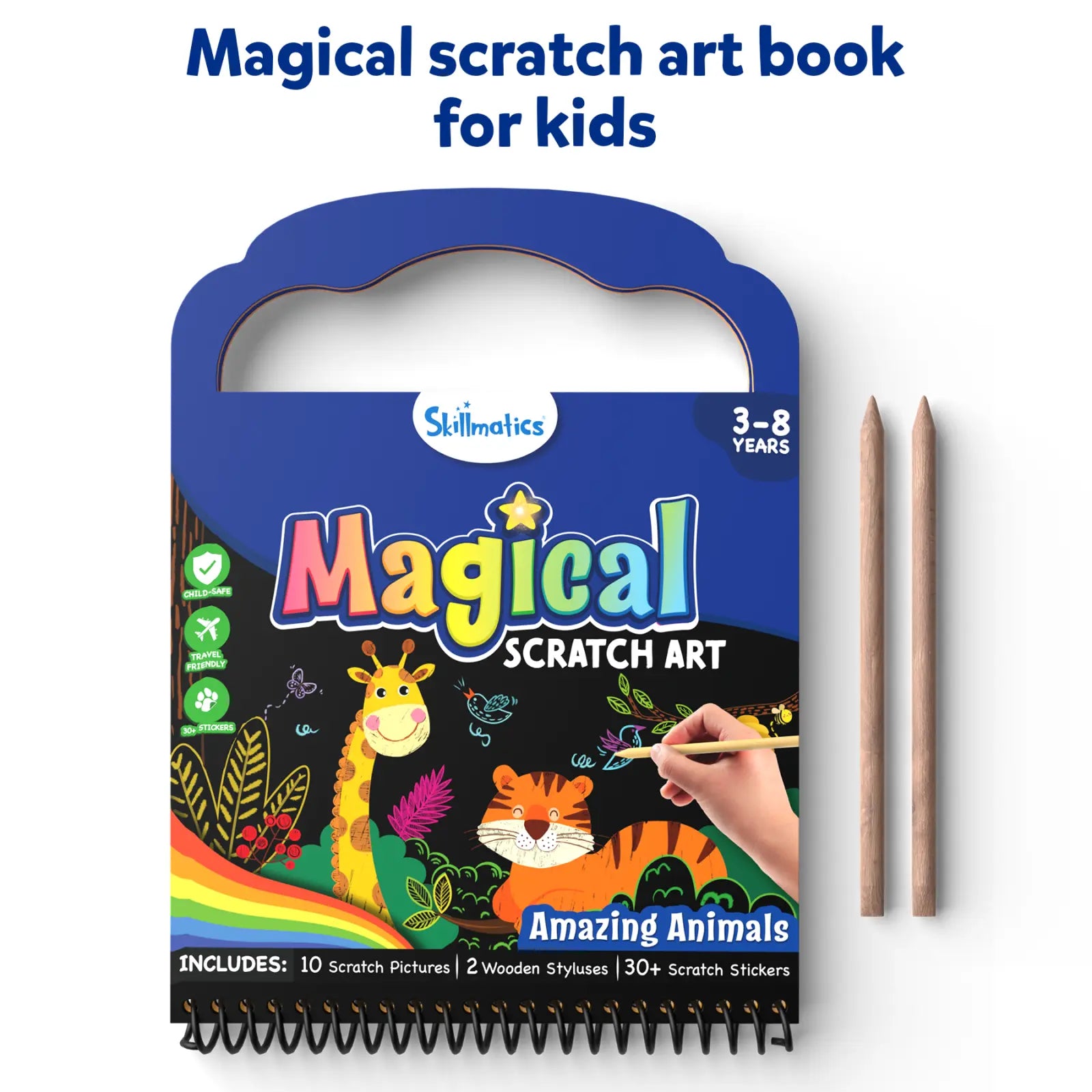 Skillmatics Magical Scratch Art Amazing Animals gratta e disegna 3-8