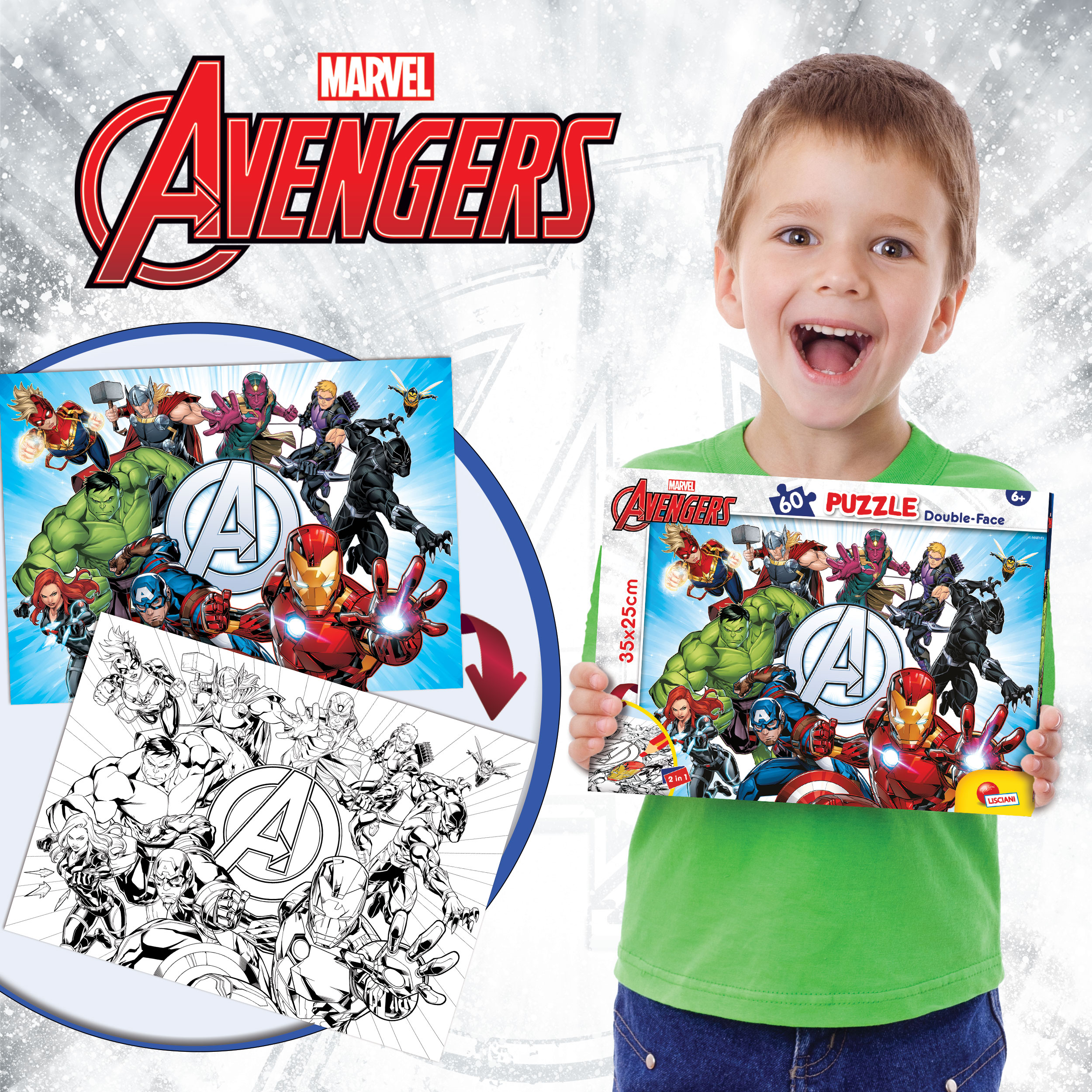 Lisciani Marvel Puzzle DF M-Plus 60 Avengers double-face