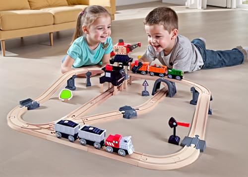 Hape Pista miniera con gru magnetica trenino legno dai 3 anni