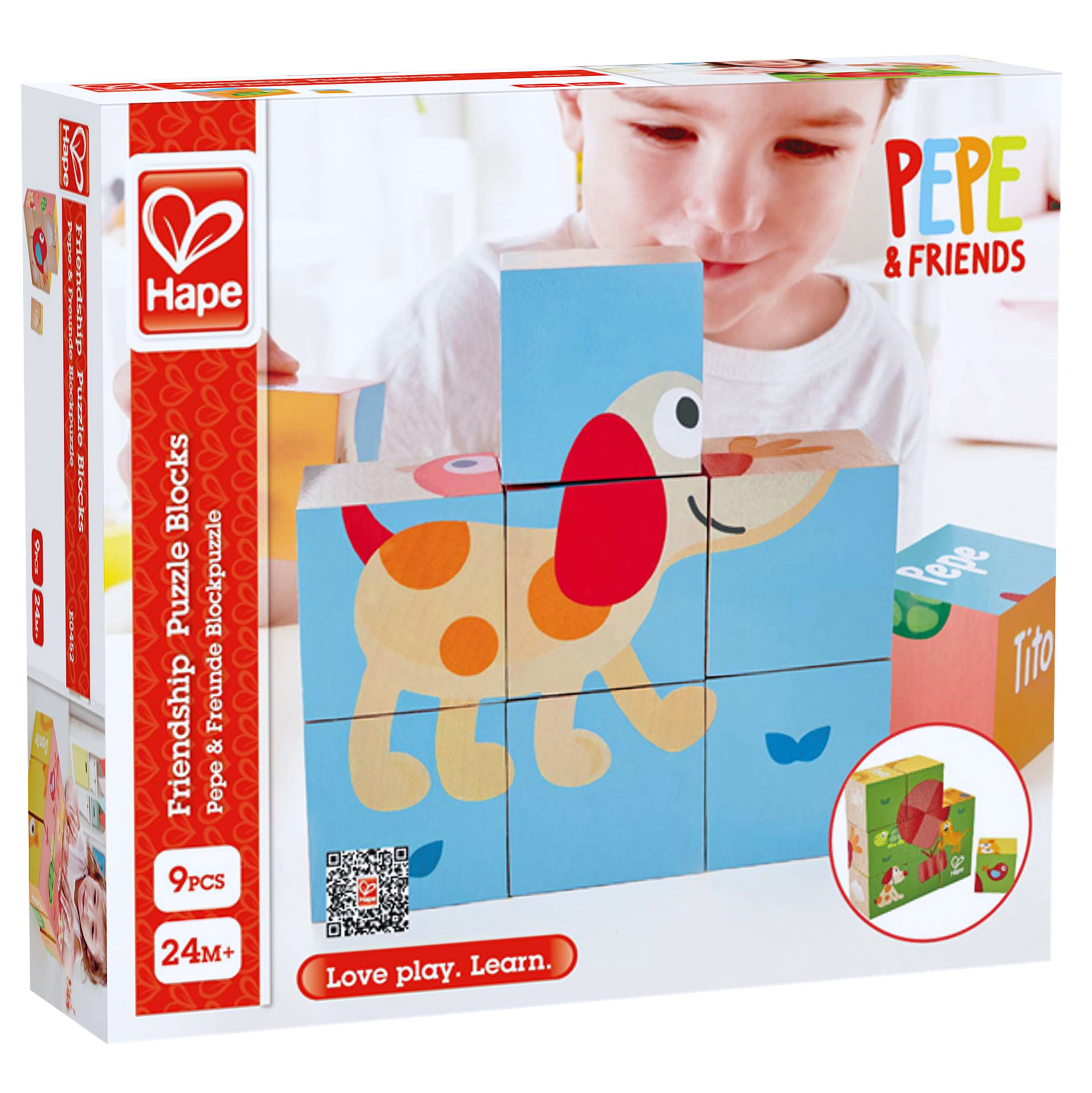 Hape E0452 Pepe Friends puzzle blocchi 9 pezzi