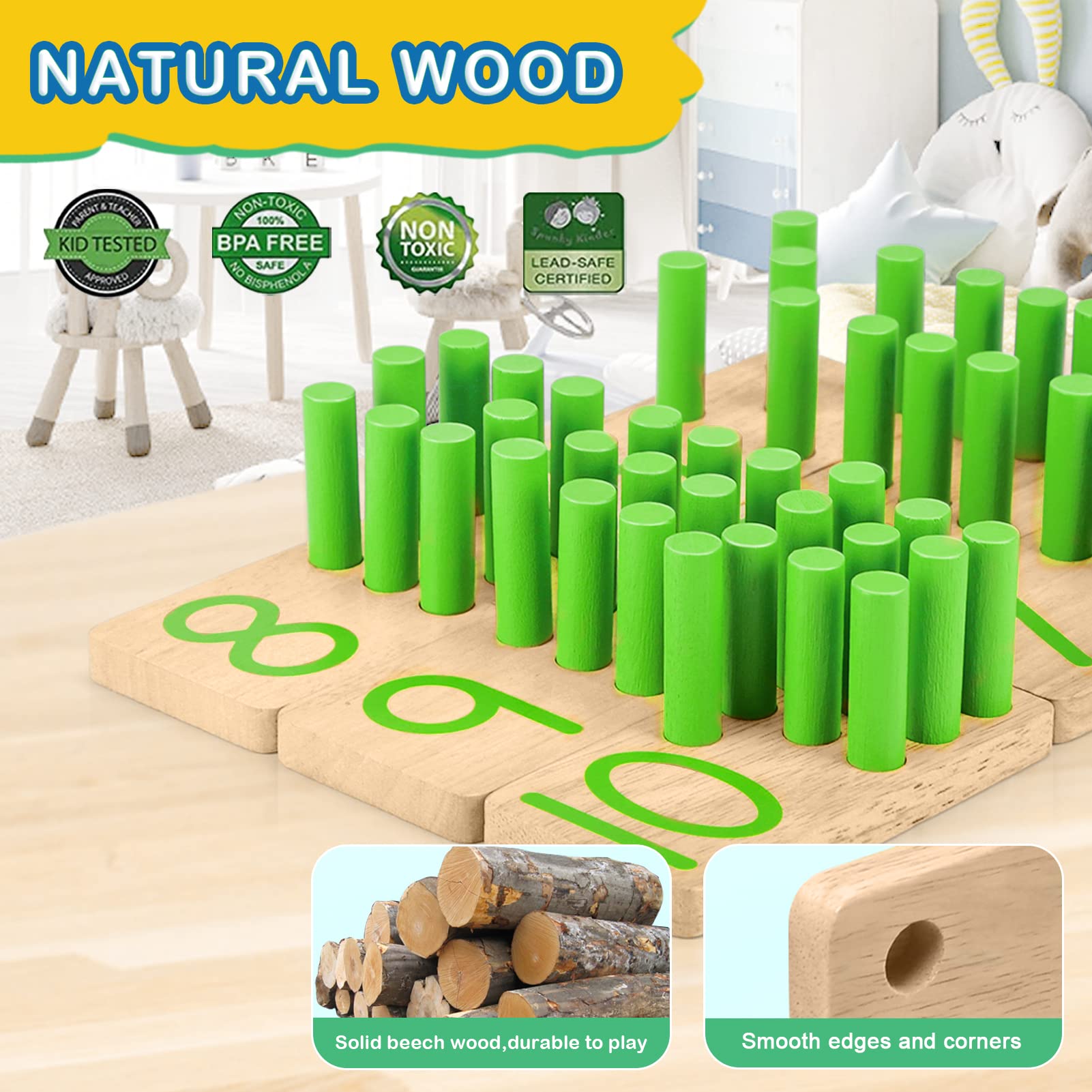DINORUN Montessori bastoncini conteggio in legno numeri