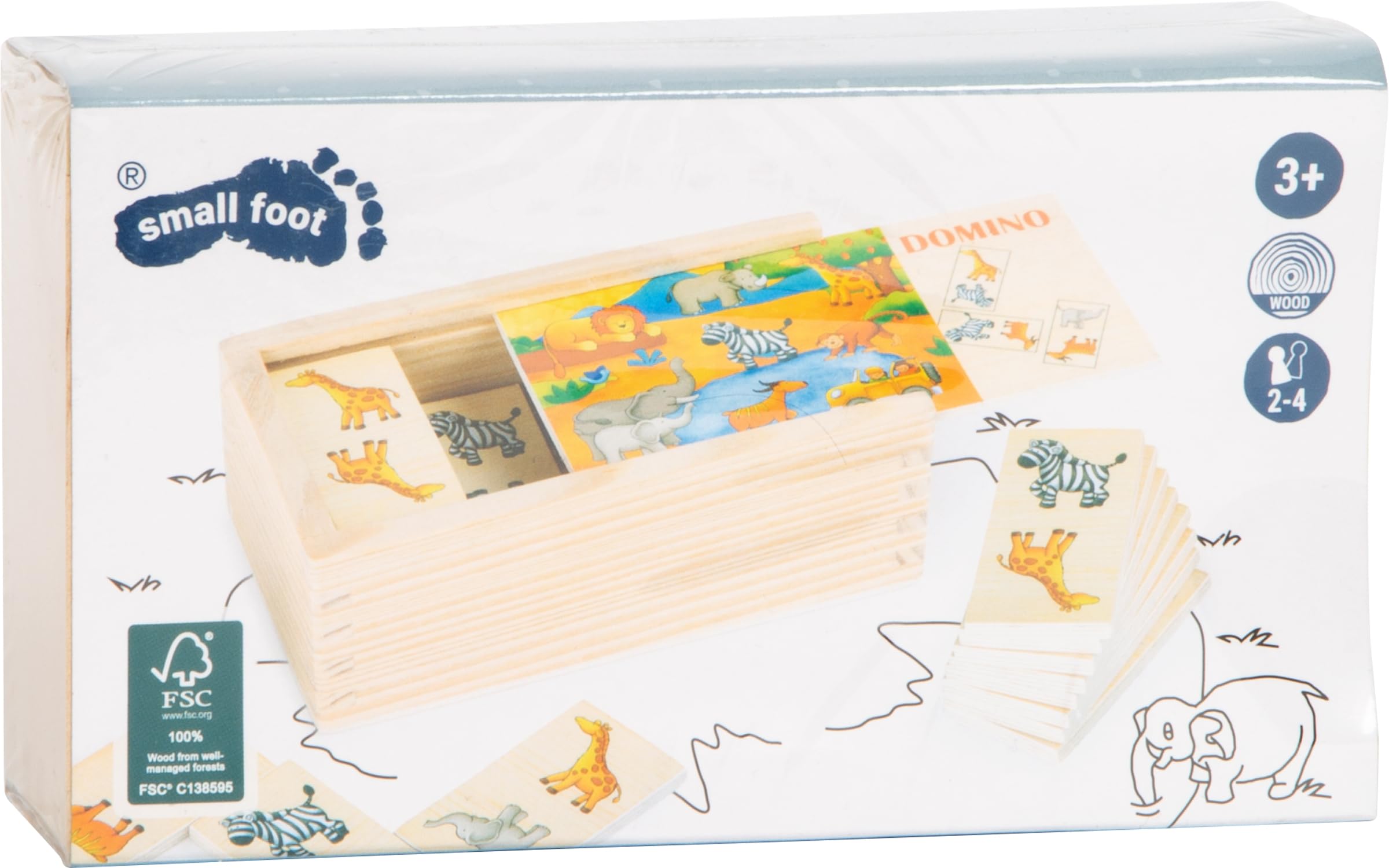 smallfoot Safari domino bambini legno animali con scatola