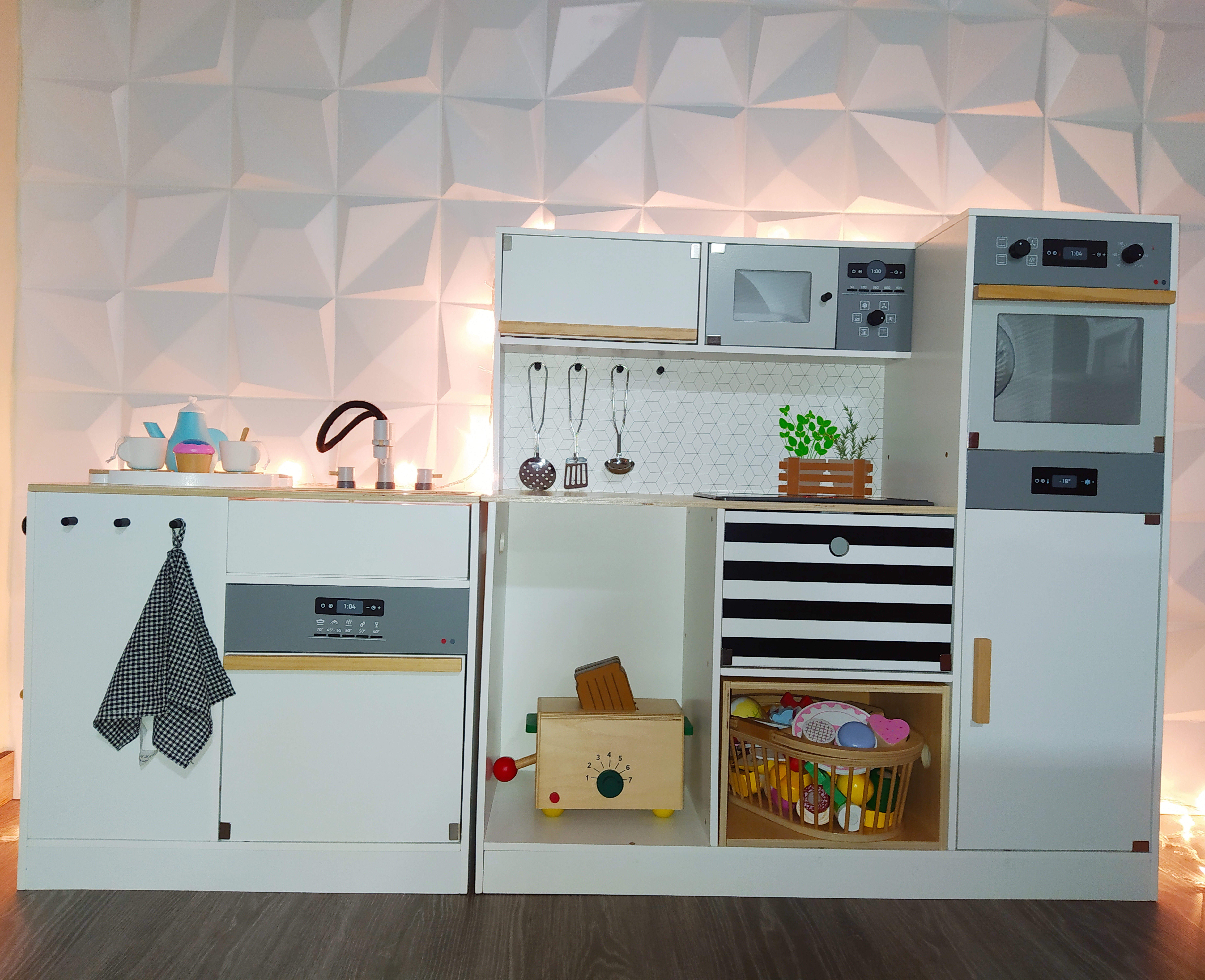 small foot Cucina Bambini Modulare XL Bianco Nero Legno