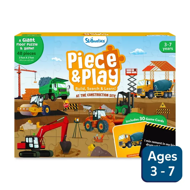 Skillmatics Piece Play Construction Site puzzle pavimento 48 pezzi cantiere