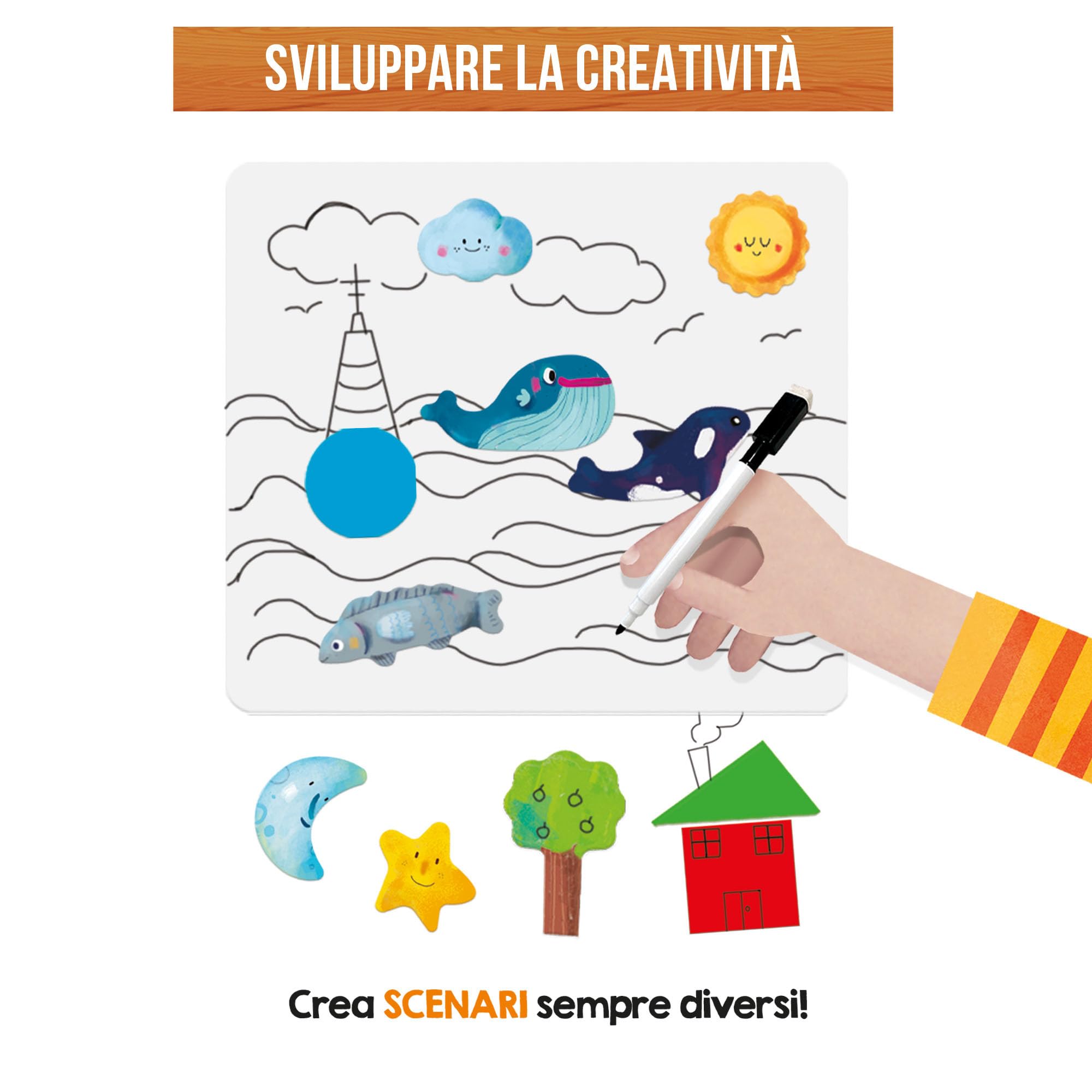 Headu Lavagna Didattica Magnetica gioco Montessori legno 3-6 anni