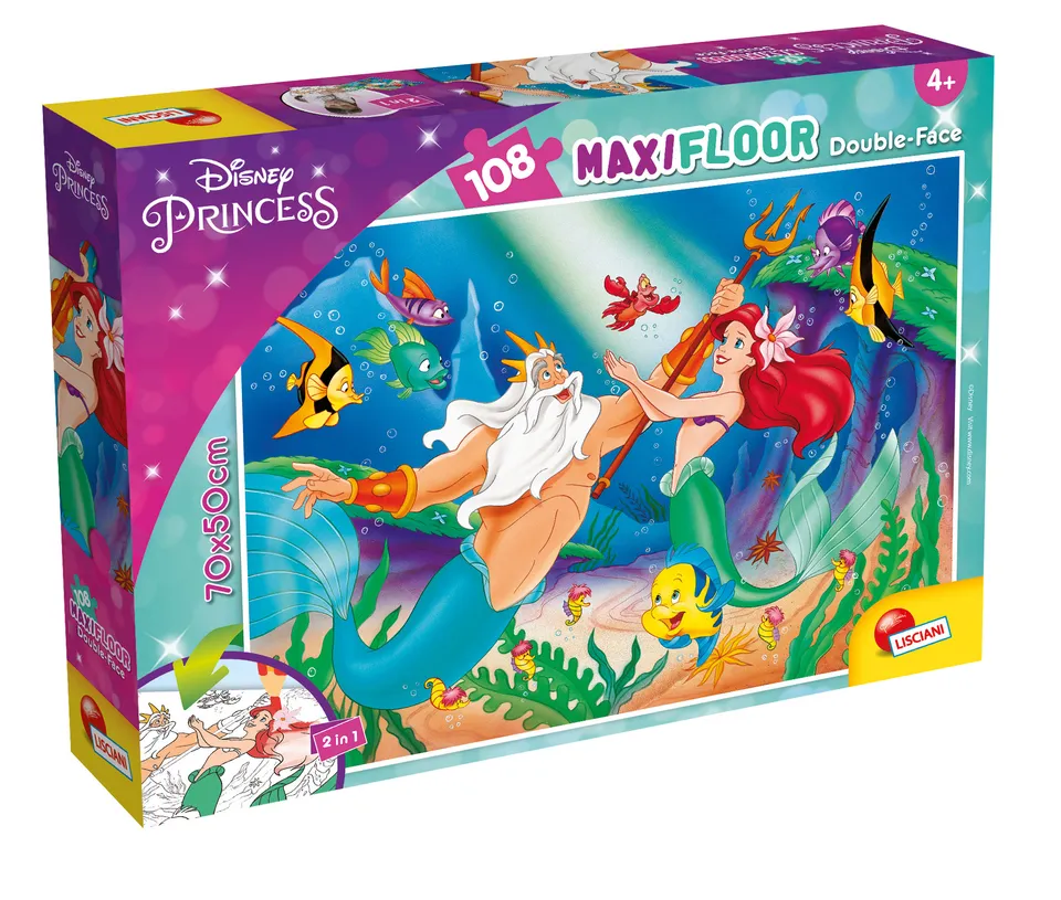 Lisciani Disney Maxi Floor 108 puzzle La Sirenetta double-face