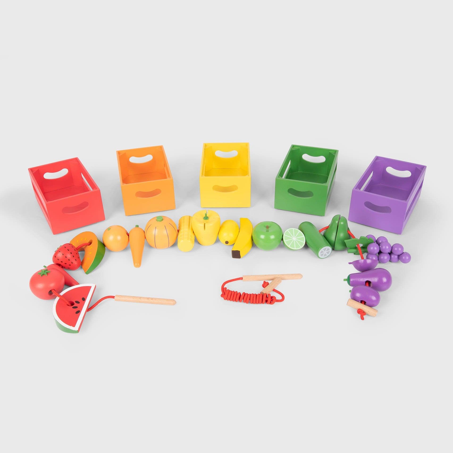 Tickit Wooden Sorting cassette frutta verdura 28 pezzi filo