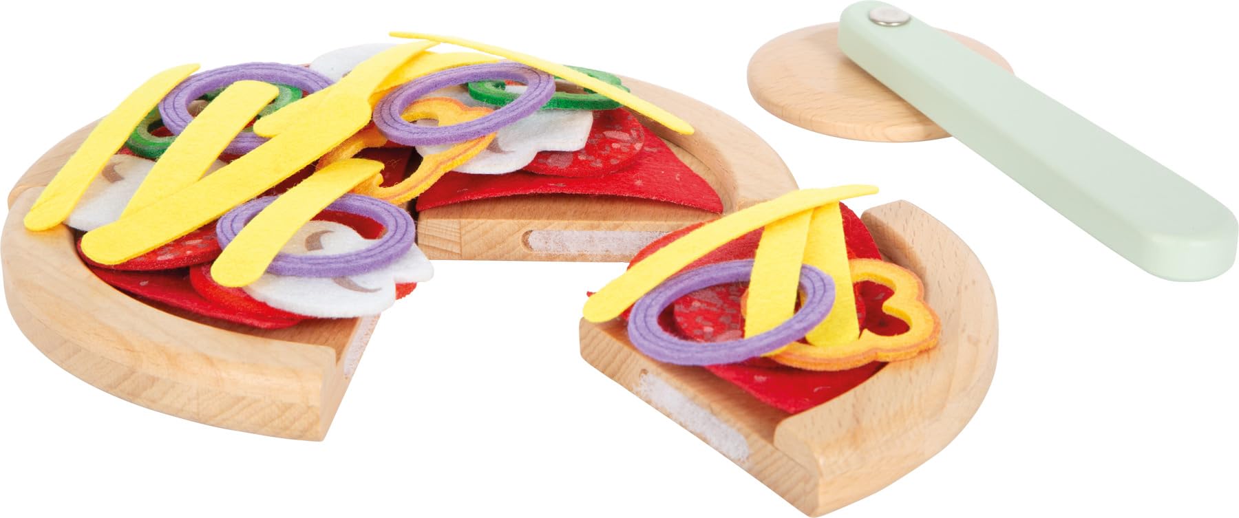 smallfoot set pizza giocattolo in legno con velcro da tagliare
