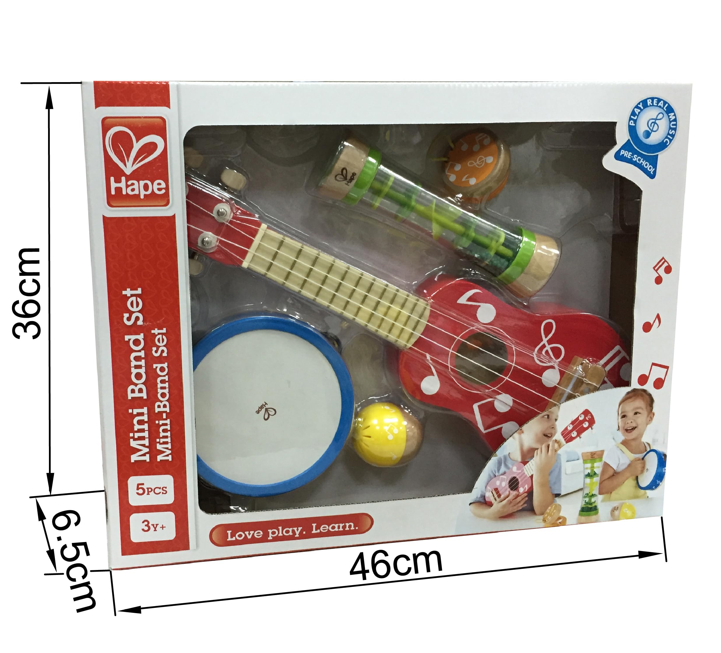Hape Mini Band set musicale 5 pezzi ukulele 3 anni