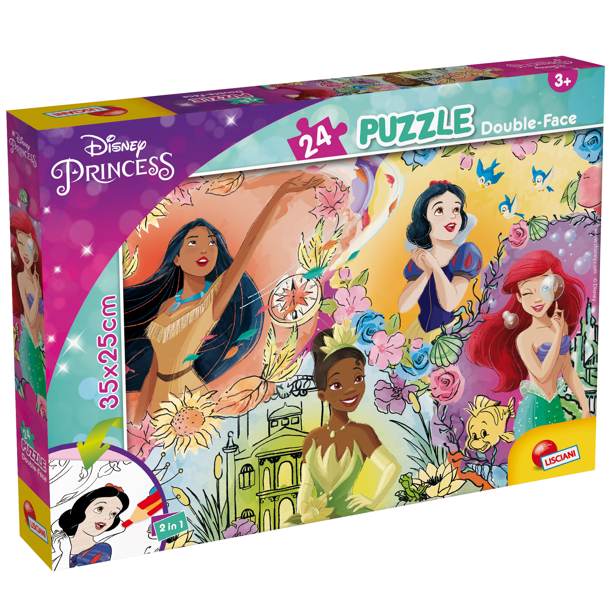Lisciani Disney M-Plus puzzle 24 pezzi Princess colorabile