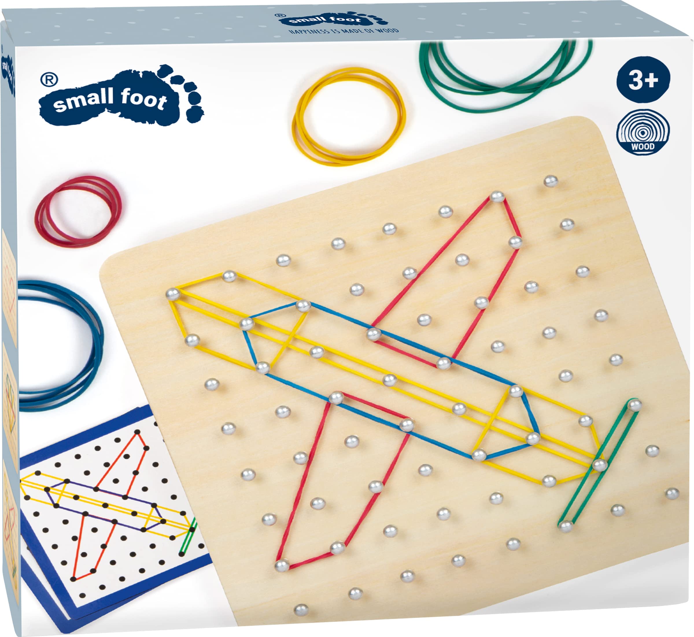 smallfoot geoboard geopiano in legno con elastici e schede