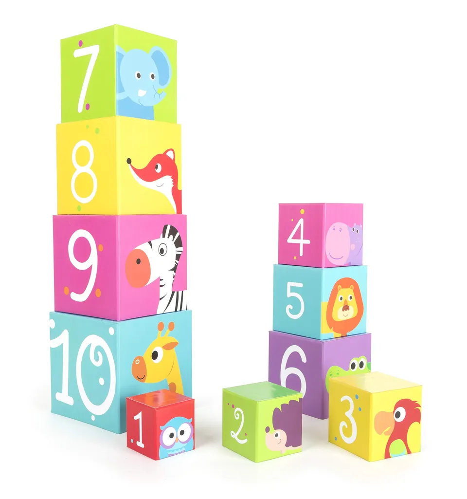smallfoot 11205 cubi impilabili cartone 10 pezzi animali