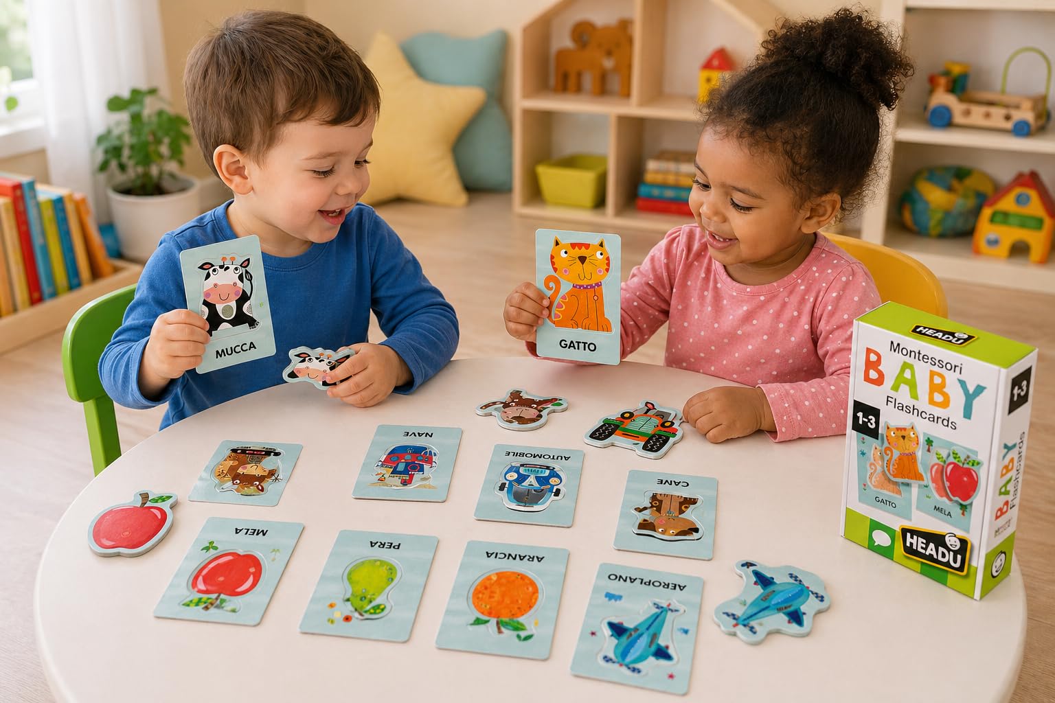 Headu Baby Flashcards Montessori Prime Parole flashcards 1-3 anni