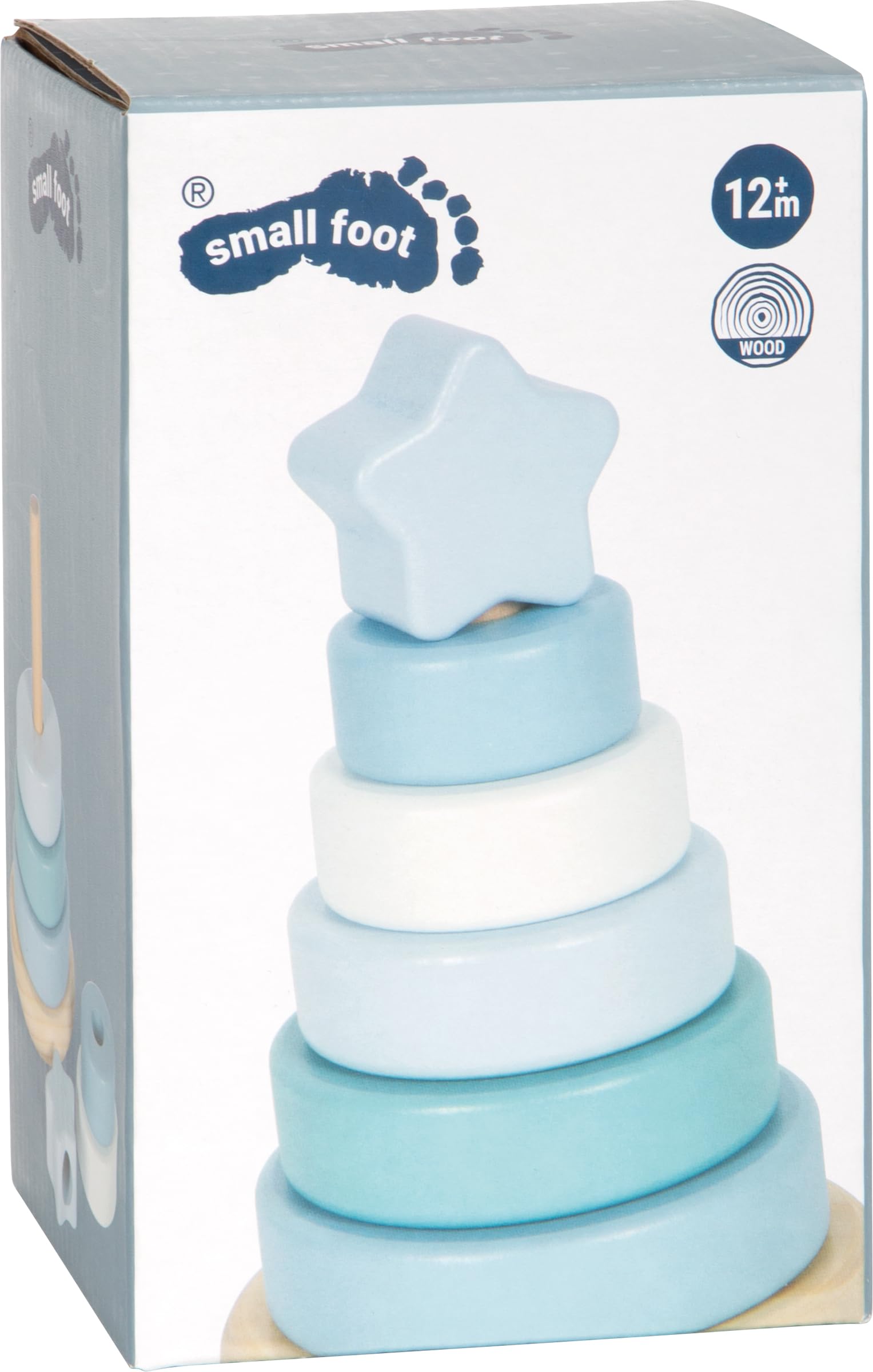 smallfoot Torre a Incastro gioco legno blu 7 pezzi 12 mesi