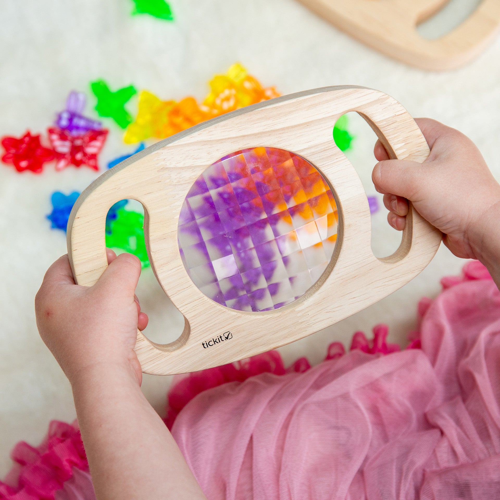 Tickit Easy Hold Kaleidoscope pannello legno sensoriale