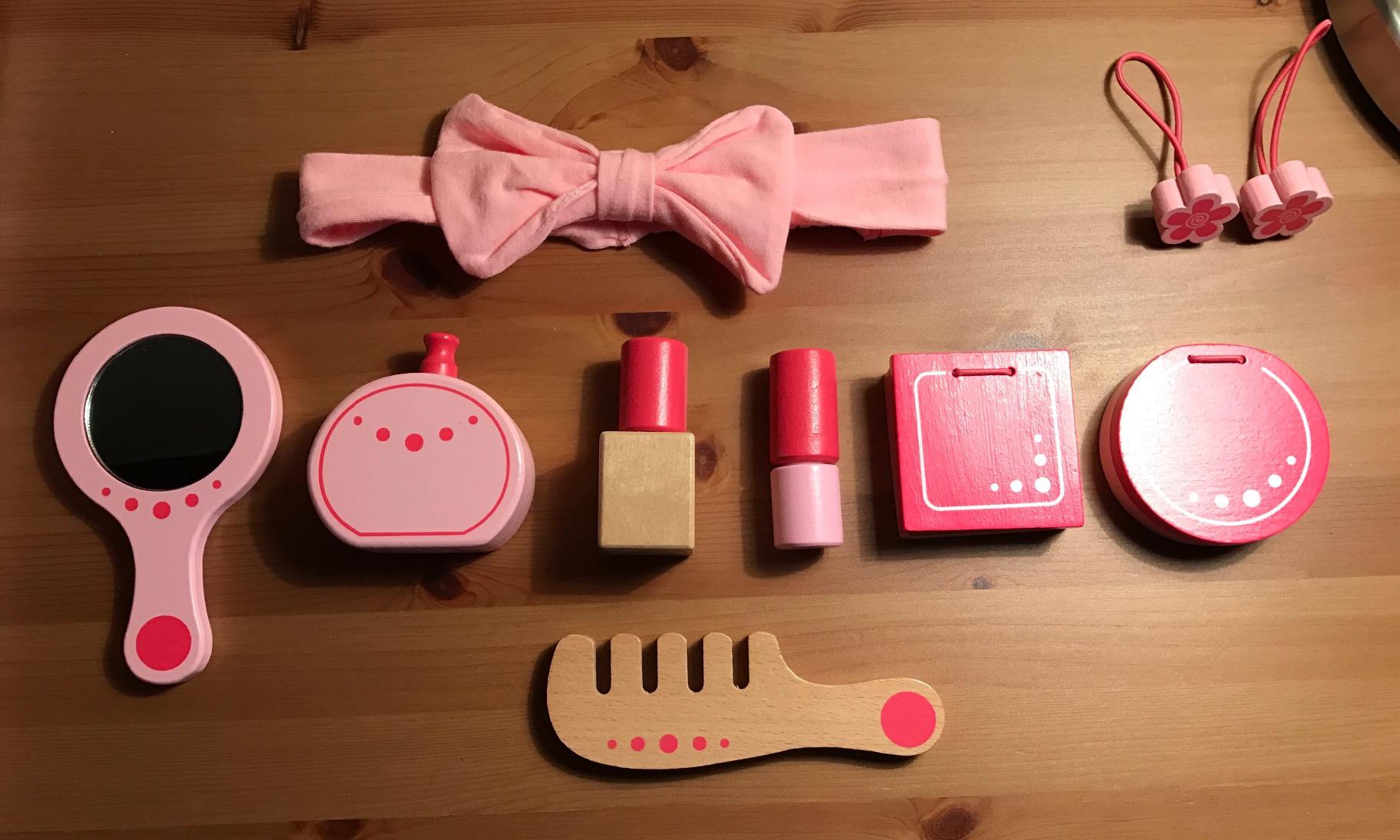 Hape Set di Bellezza trucchi giocattolo legno 11 pezzi rosa