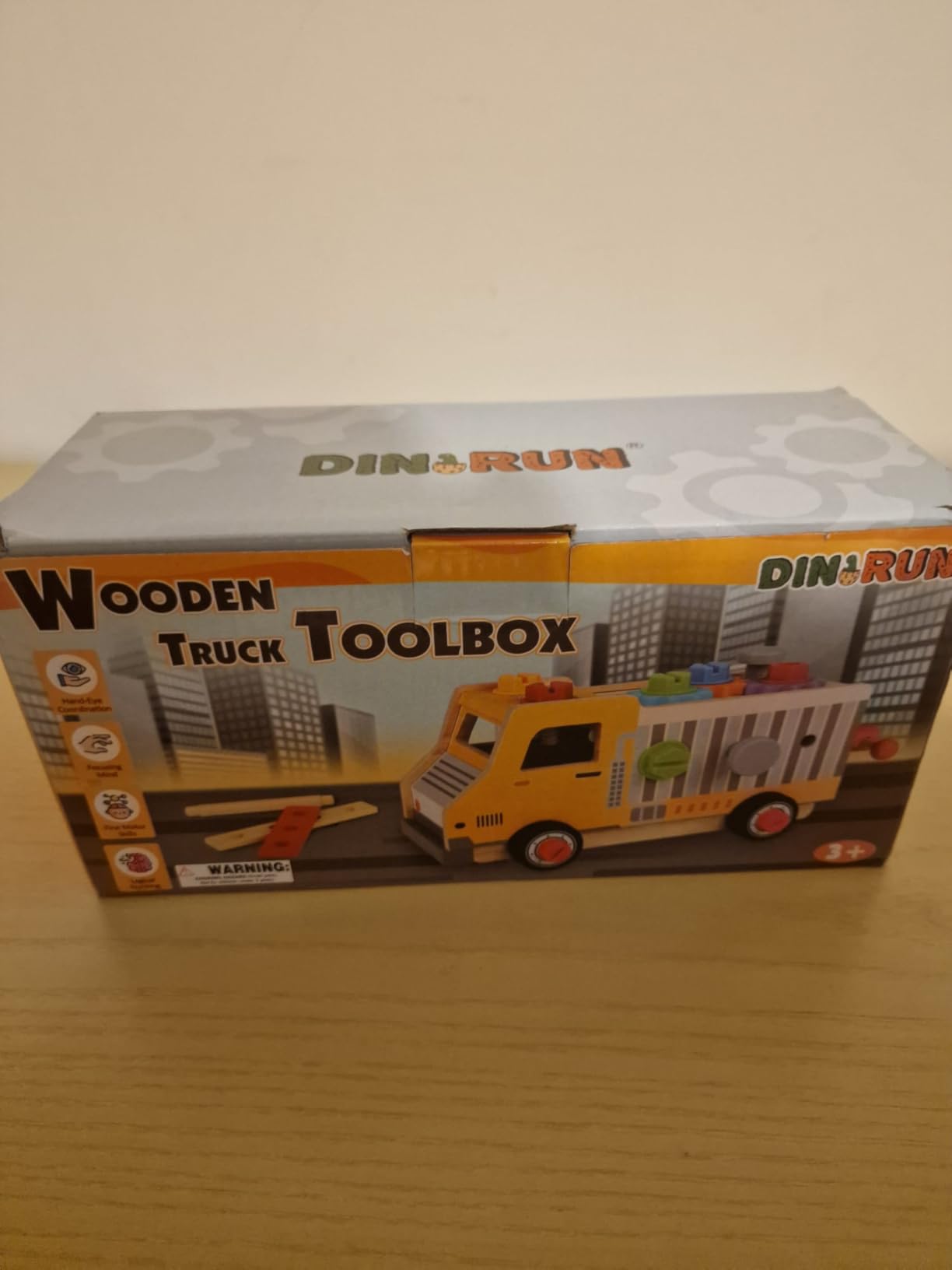 DINORUN camion cassetta attrezzi legno 47 pezzi 3-6 anni