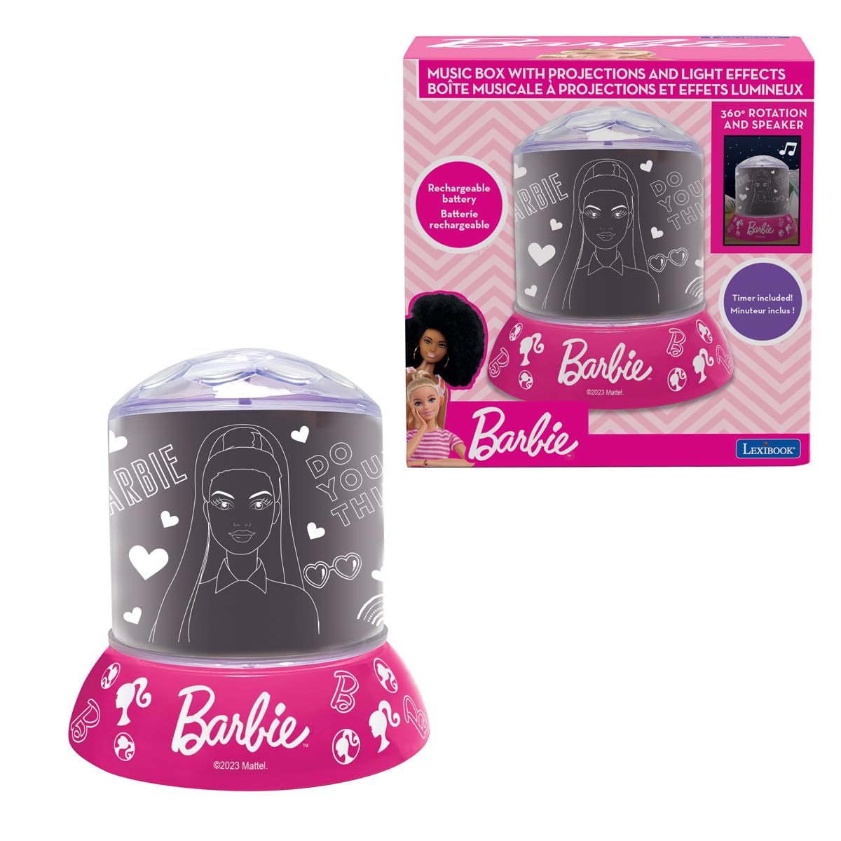 Lexibook Barbie NLJ035BB lampada proiezione rosa ricaricabile