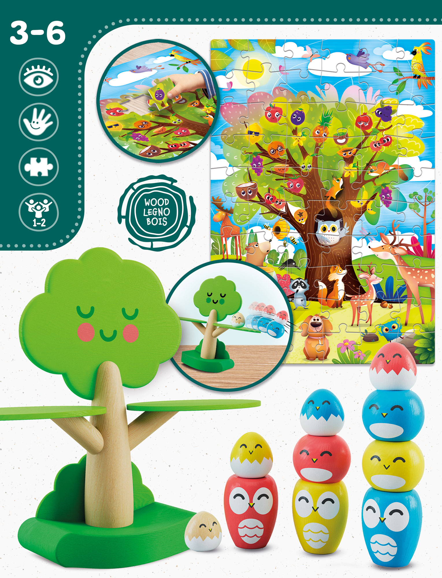 Lisciani Montessori Baby Wood Uccellini Gioco Equilibrio