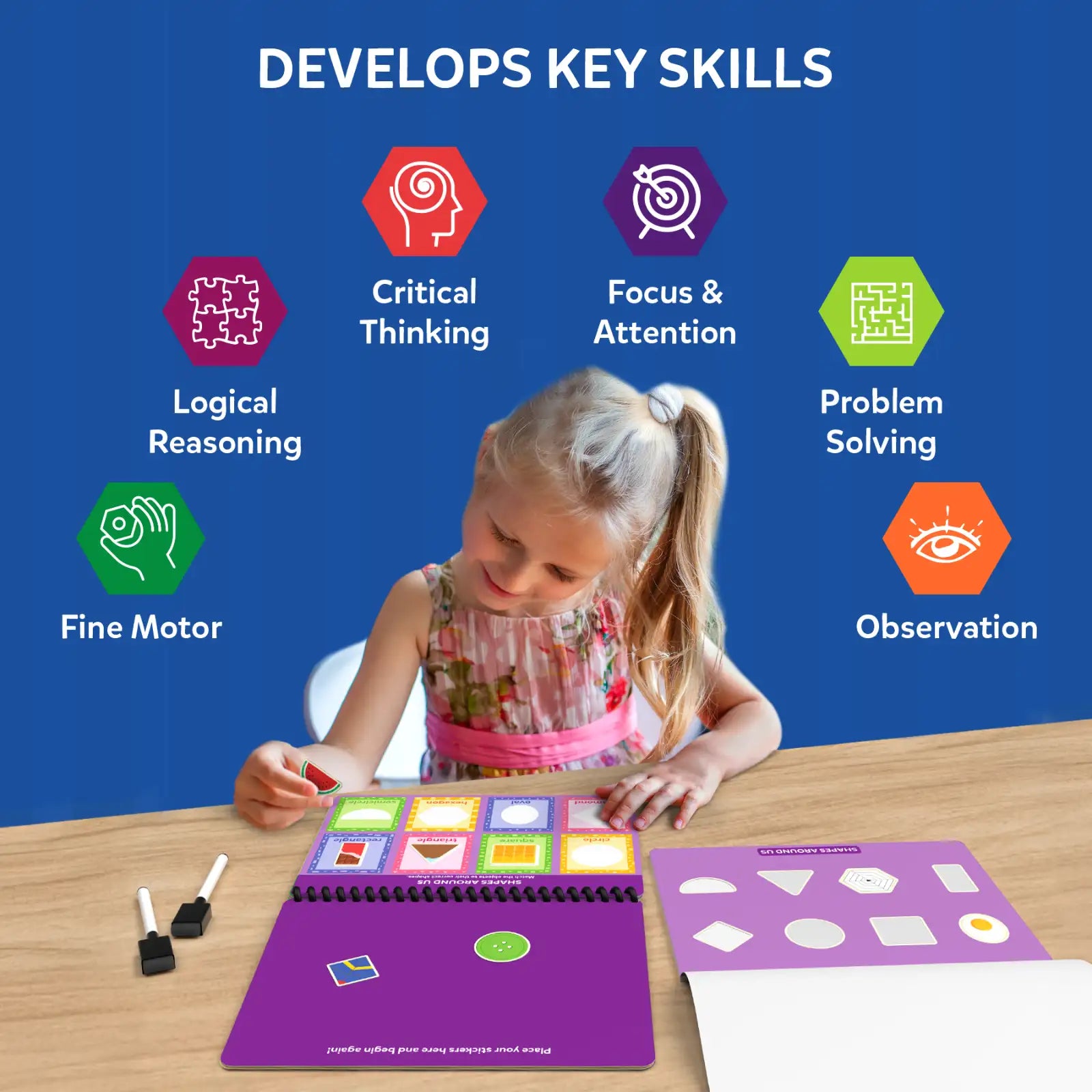Skillmatics Montessori Busy Book libro attività 150 sticker