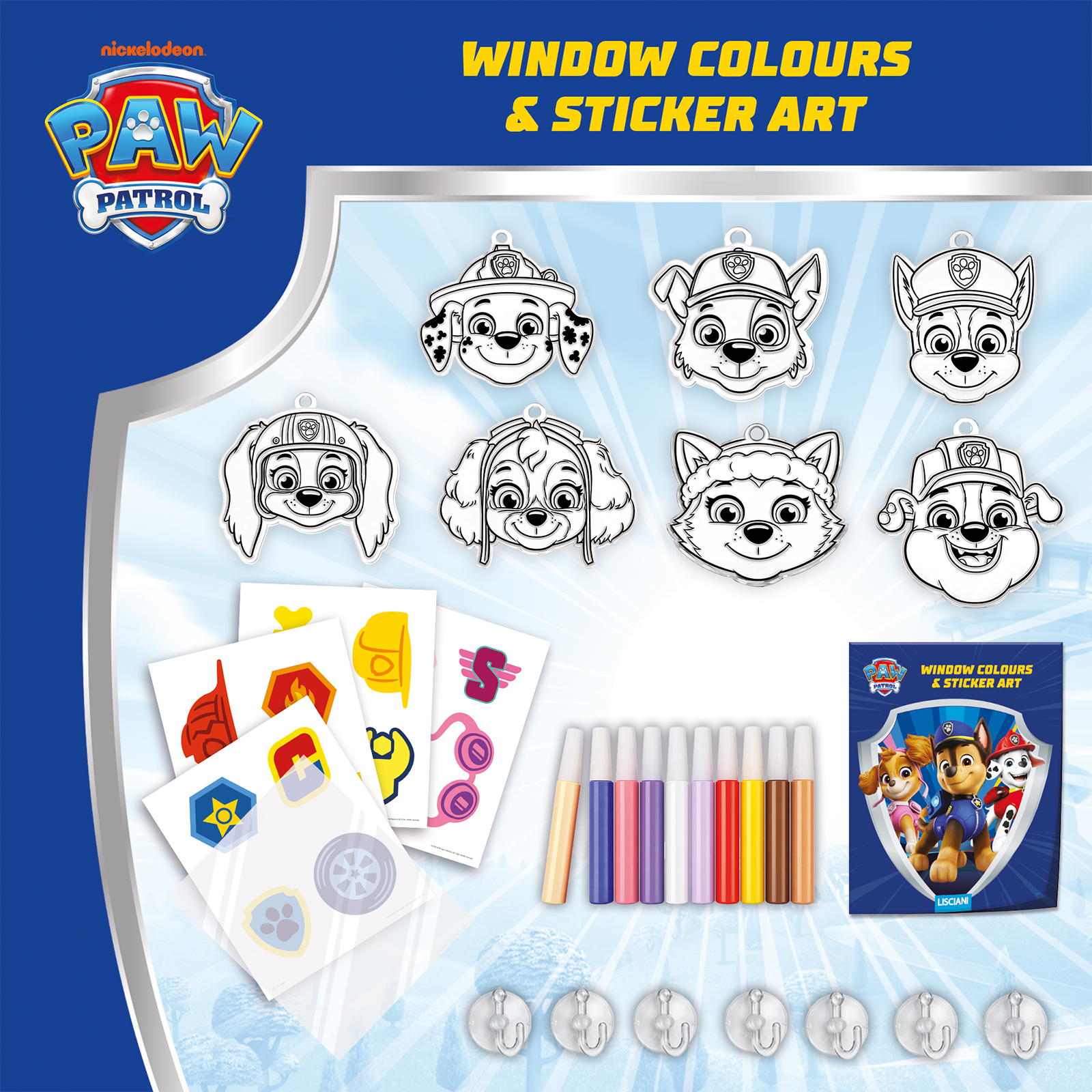 Lisciani Giochi Paw Patrol Window Colours Sticker Art set creativo vetro
