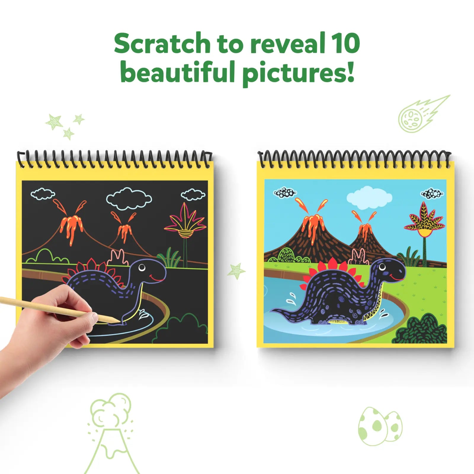 Skillmatics Scratch Art Dinosauri kit gratta e disegna 3-8 anni