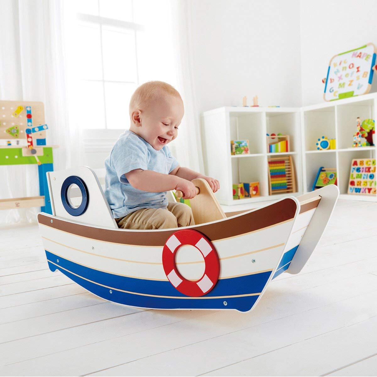 Hape Barca a Dondolo cavalcabile legno equilibrio 12 mesi