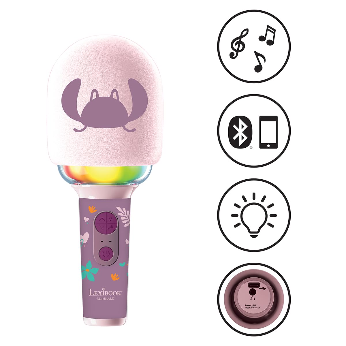Lexibook Angel MIC280D1 microfono karaoke rosa Bluetooth