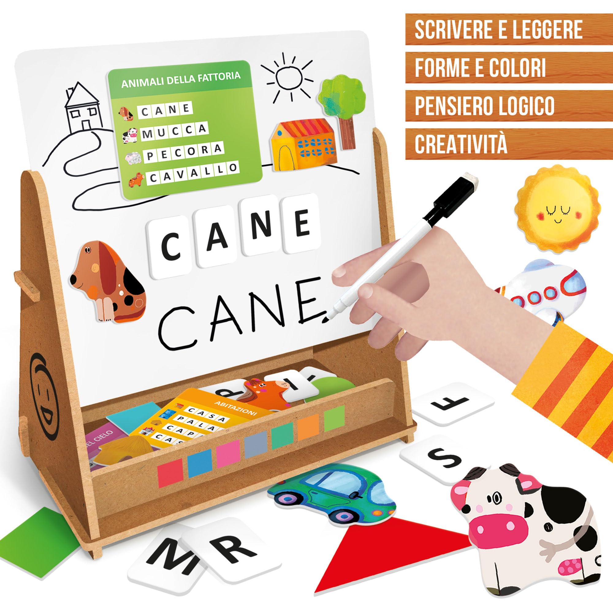 Headu Lavagna Didattica Magnetica gioco Montessori legno 3-6 anni