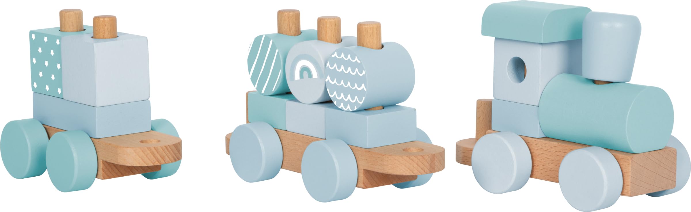 smallfoot Trenino 12695 trenino legno blu 14 pezzi impilabile