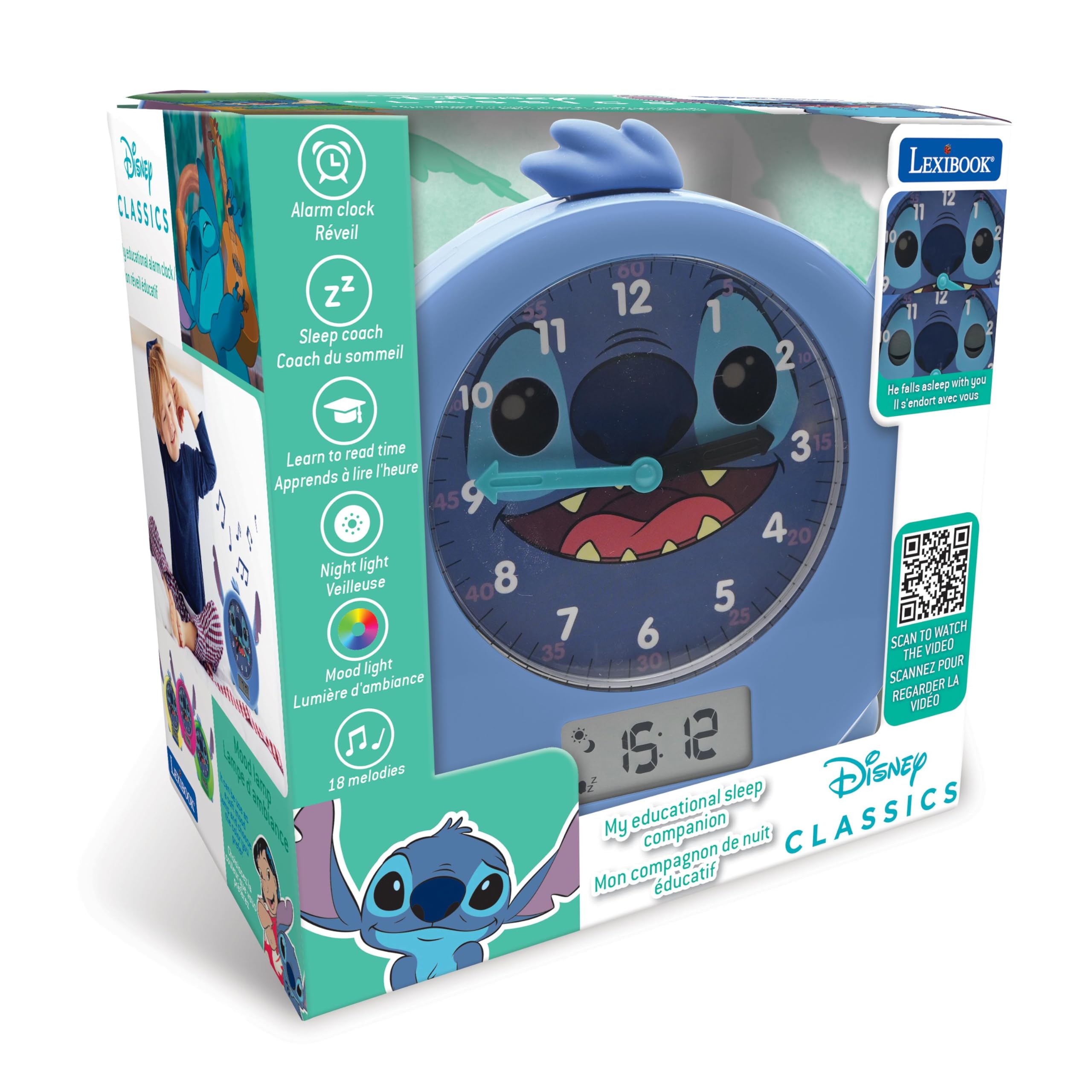 Lexibook Stitch RLT100DLXB sveglia bambini luce notturna blu