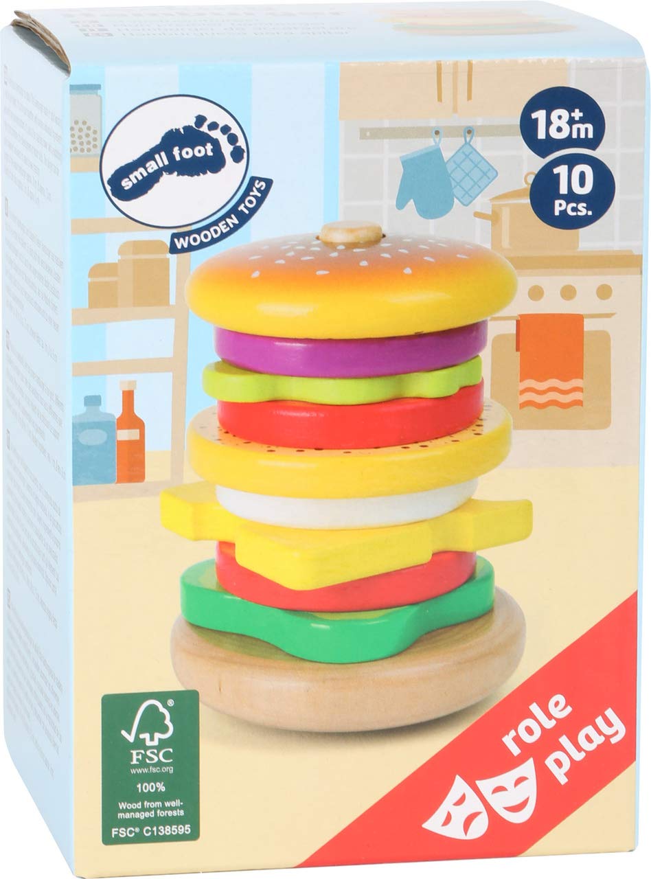 smallfoot 11062 hamburger legno gioco cucina impilabile 9 pezzi
