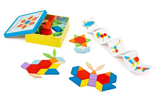 smallfoot 11357 tangram in scatola di latta 16 schede