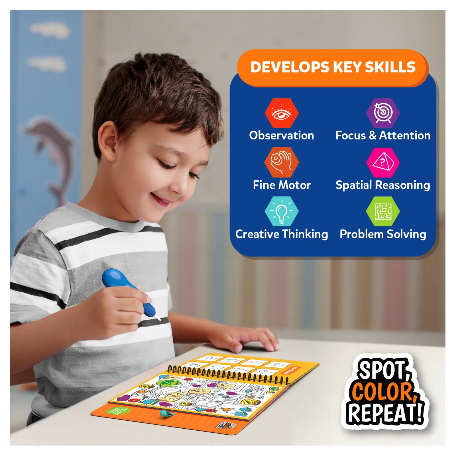 Skillmatics Seek & Splash Around the House libro acqua 4-8 anni