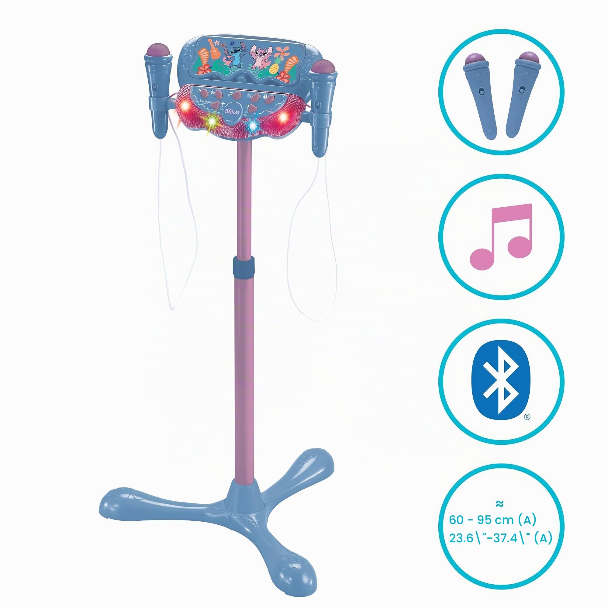 Lexibook Stitch S160D cassa karaoke blu con supporto e microfoni