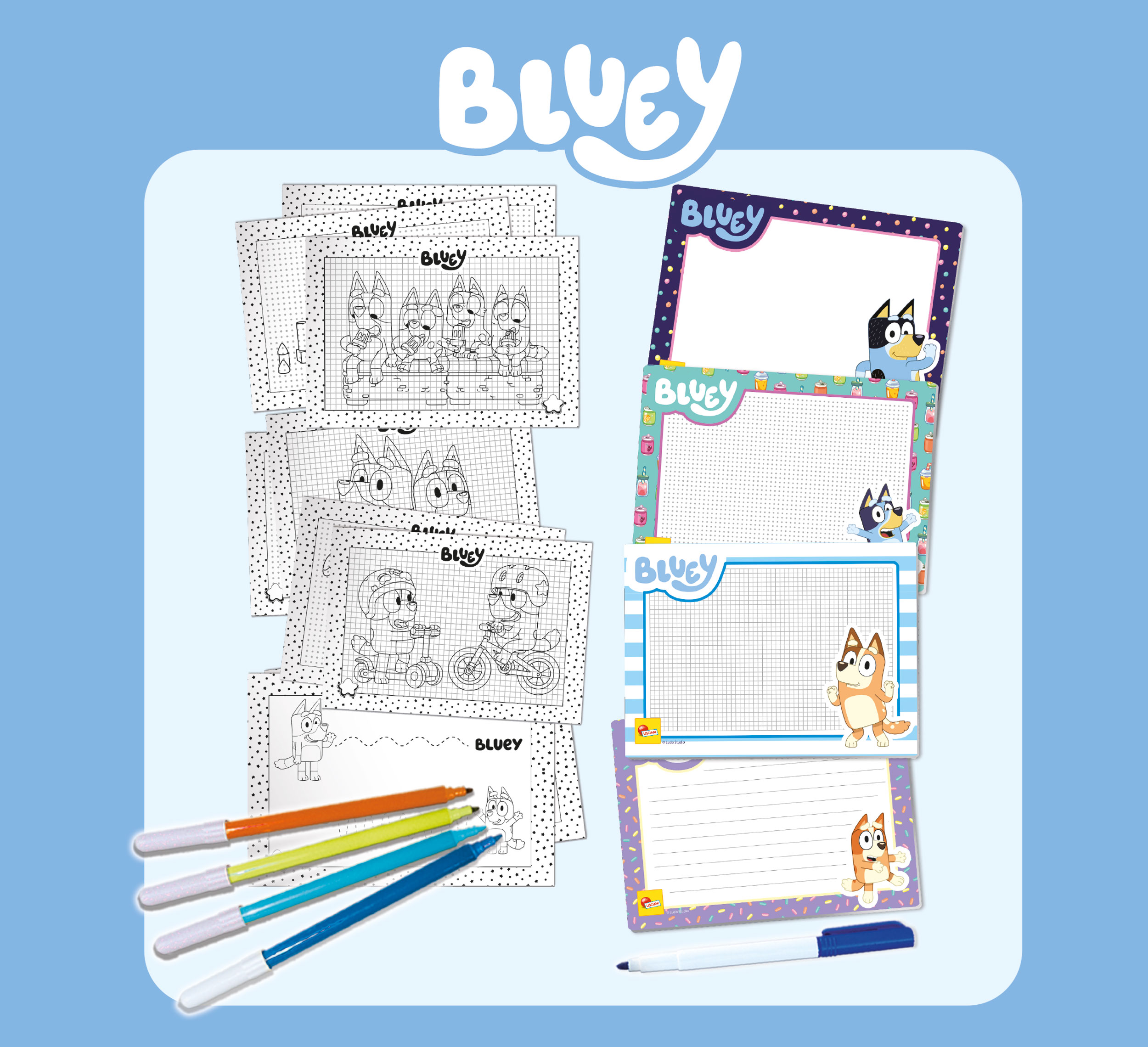 Bluey Drawing School kit disegno bambini con lavagnette